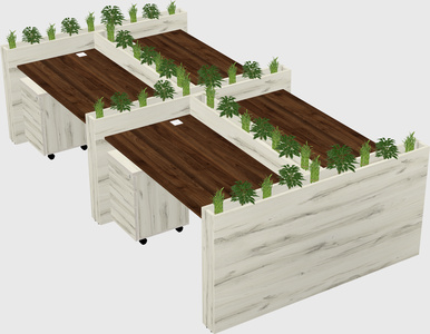 Rectangular shared desk