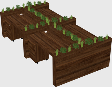Rectangular shared desk