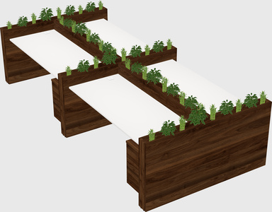 Rectangular shared desk