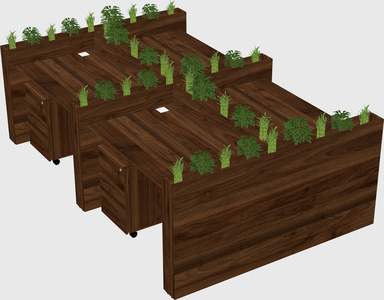 Rectangular shared desk