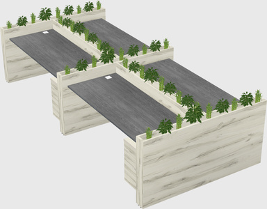Rectangular shared desk