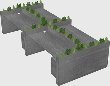 Rectangular shared desk