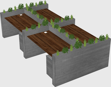 Rectangular shared desk