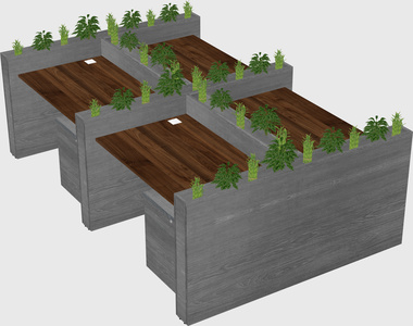 Rectangular shared desk