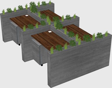 Rectangular shared desk