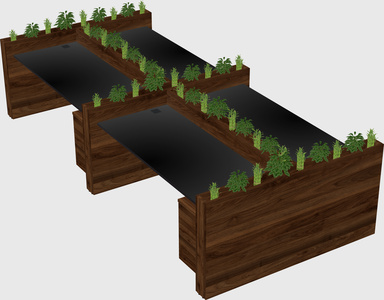 Rectangular shared desk