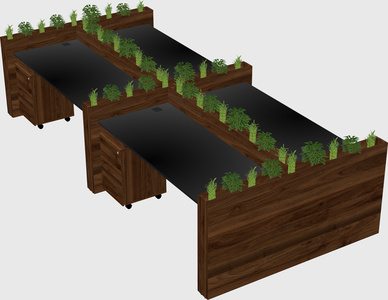 Rectangular shared desk