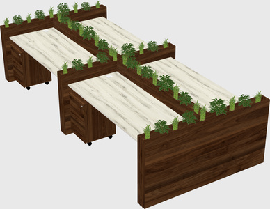 Rectangular shared desk