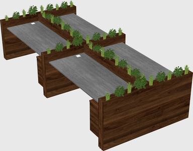 Rectangular shared desk