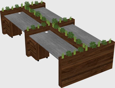 Rectangular shared desk