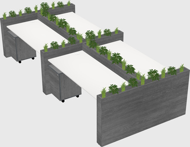 Rectangular shared desk