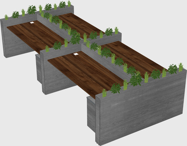 Rectangular shared desk