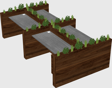 Rectangular shared desk