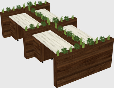 Rectangular shared desk