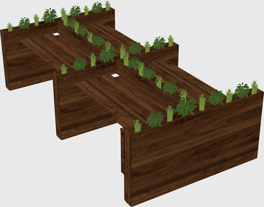 Rectangular shared desk