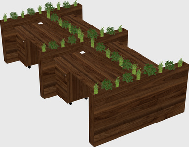Rectangular shared desk
