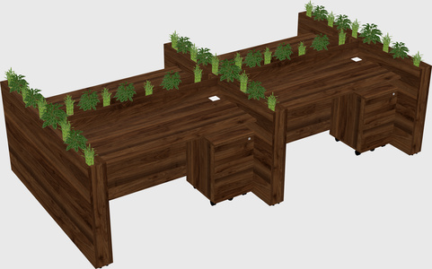 Rectangular shared desk