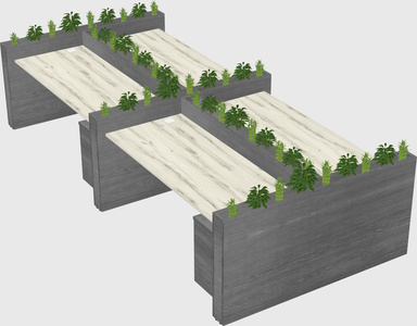 Rectangular shared desk