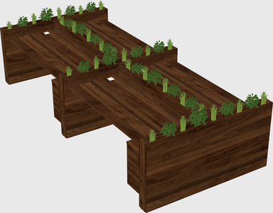 Rectangular shared desk