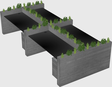 Rectangular shared desk