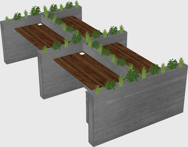 Rectangular shared desk