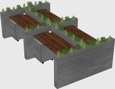 Rectangular shared desk