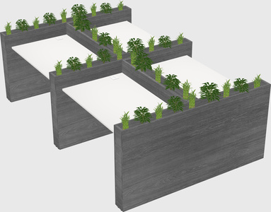 Rectangular shared desk