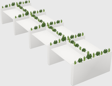 Rectangular shared desk