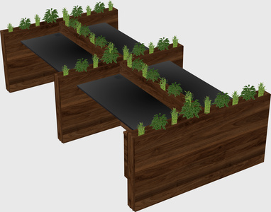 Rectangular shared desk
