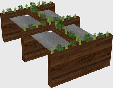 Rectangular shared desk