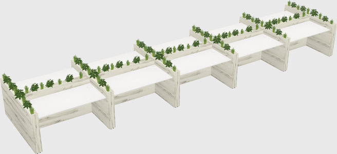 Rectangular shared desk