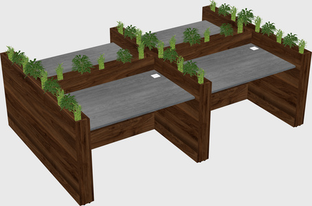 Rectangular shared desk