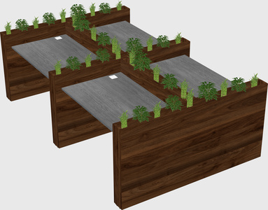 Rectangular shared desk