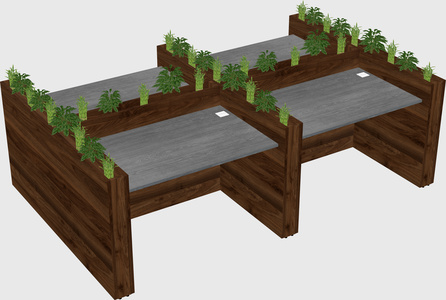 Rectangular shared desk