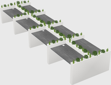 Rectangular shared desk