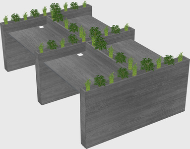 Rectangular shared desk