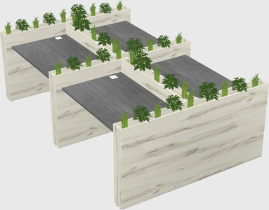 Rectangular shared desk