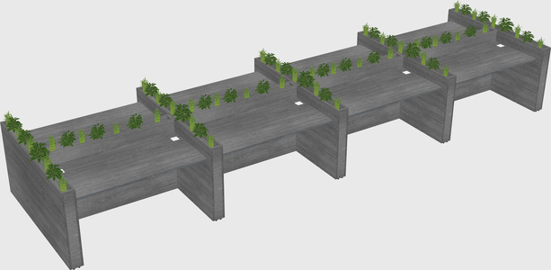 Rectangular shared desk