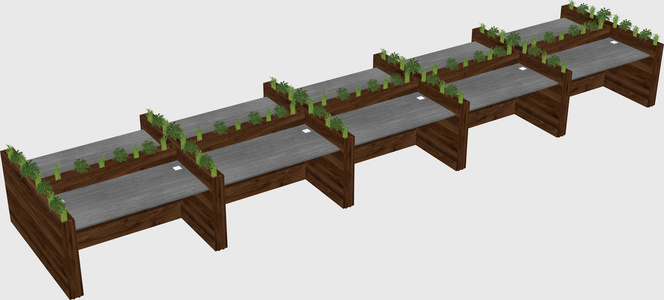 Rectangular shared desk