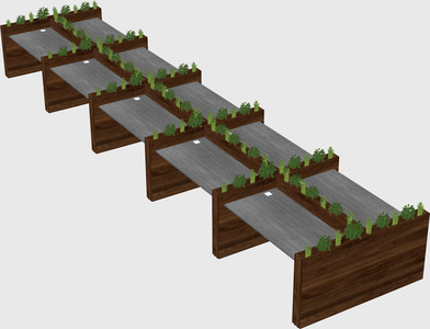 Rectangular shared desk