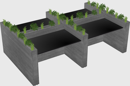 Rectangular shared desk