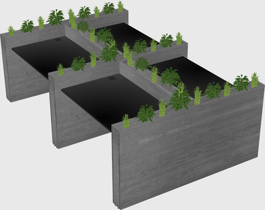 Rectangular shared desk