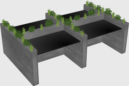 Rectangular shared desk