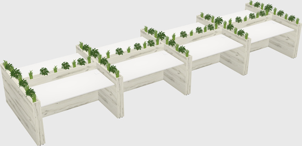 Rectangular shared desk