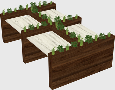 Rectangular shared desk