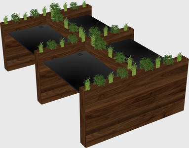 Rectangular shared desk