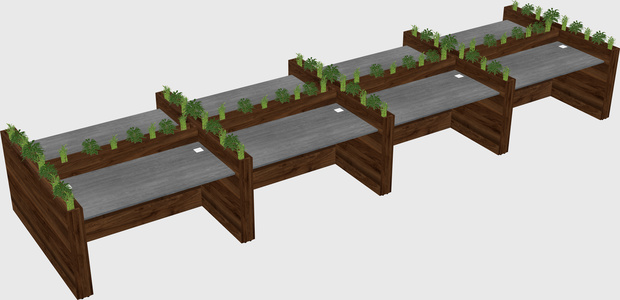Rectangular shared desk