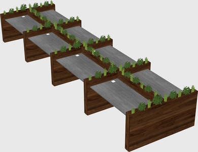 Rectangular shared desk