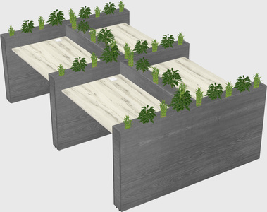 Rectangular shared desk
