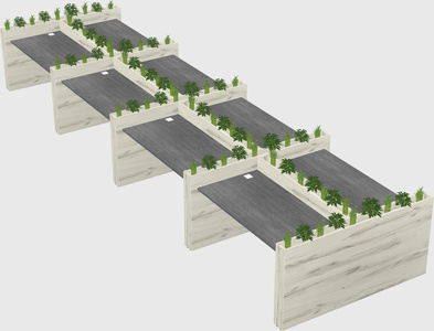 Rectangular shared desk